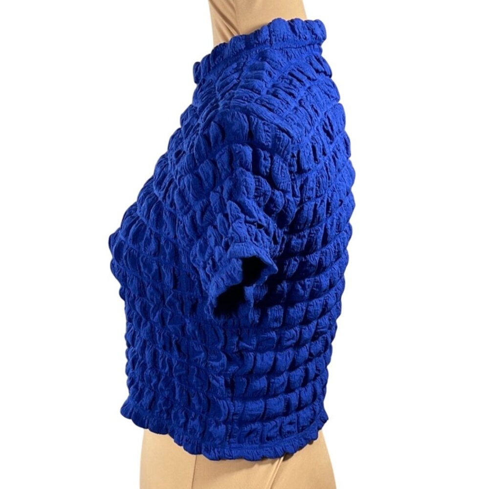Urban Outfitters Cropped Top Bubble Knit Stretch M Medium Mock Neck - Picture 2 of 6